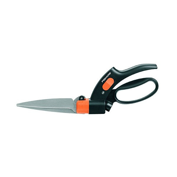 Fiskars Tijeras para césped, Cuchillas rotativas, Mecanismo antiatasco Servo-System, Longitud: 34,4 cm, Cuchillas de acero/Mangos de plástico, Negro/Naranja, GS42, 1000589