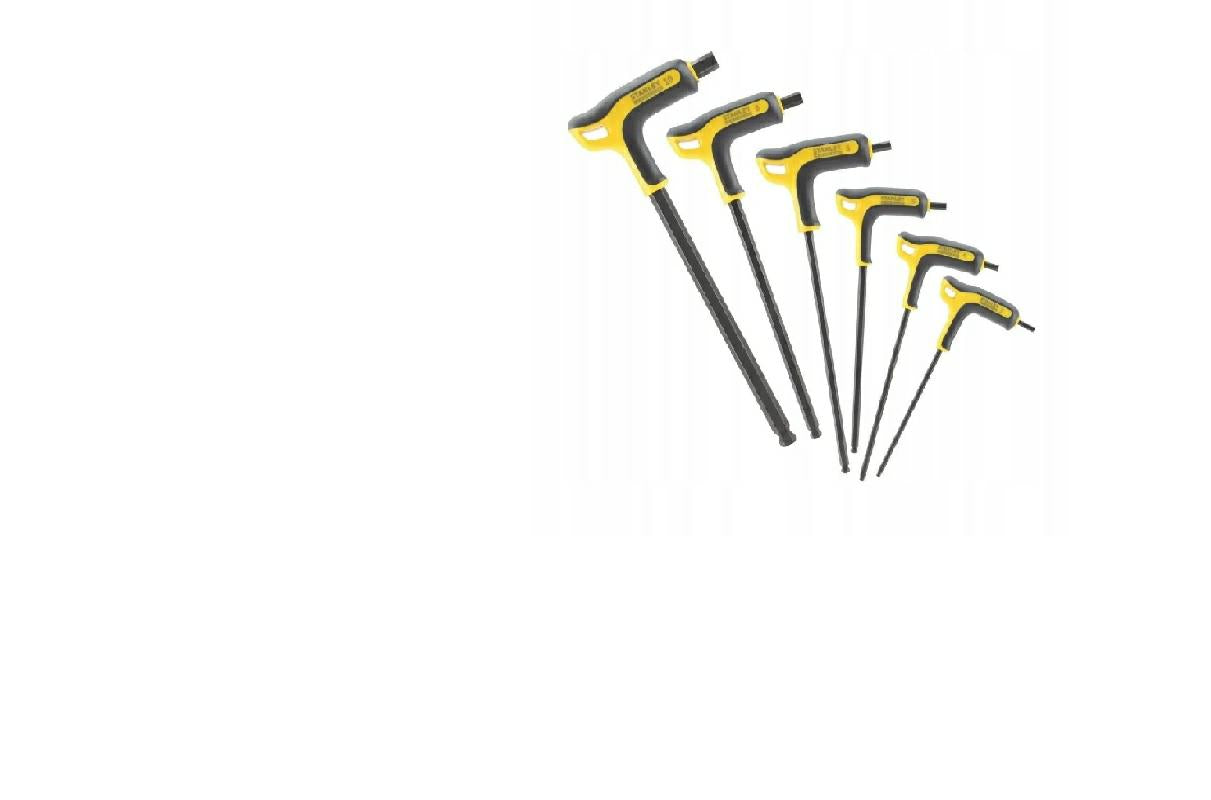 Stanley FMHT0-69049 Juego de 6 llaves hexagonales macho con mango Fatmax, cabeza esférica, negro / amarillo