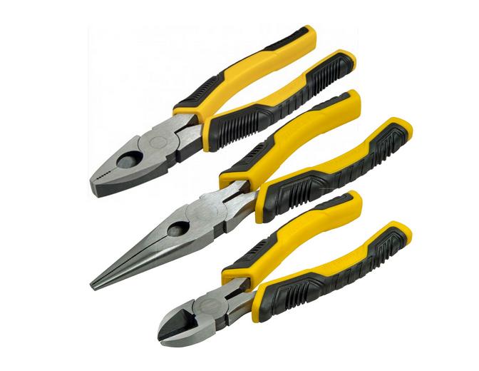 STANLEY STHT0-75094 Juego de alicates de inspección, Universal + corte diagonal + boca larga, Negro/Amarillo, Talla única