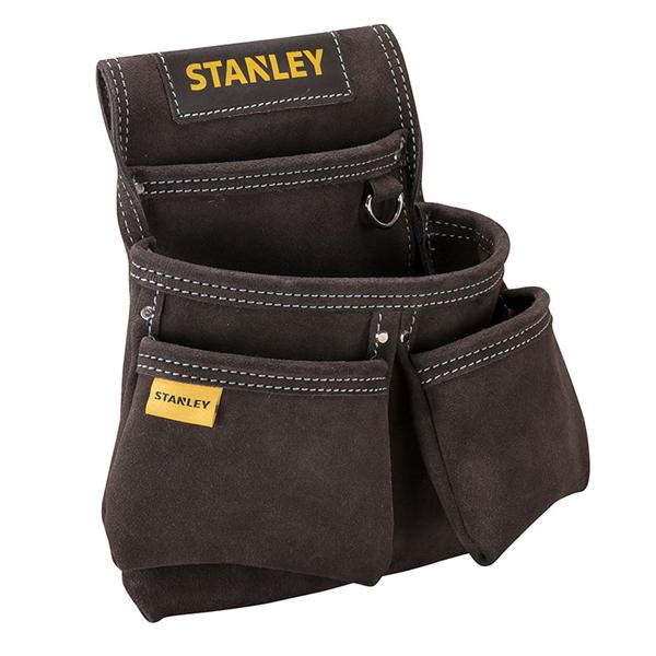 STANLEY Bolsa portaherramientas de cuero,4 bolsillos,Soporte especial para flexómetro,Doble costura,Abertura amplia para el cinturón- 30x 7x 33 cm, STST1-80116