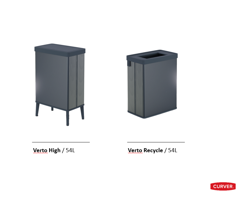 Curver Keter Verto - Cubo de basura de recogida selectiva, tapa a presión, doble compartimento, diseño elegante, reciclable, ideal para baño, salón u oficina, capacidad 54 litros, azul perla