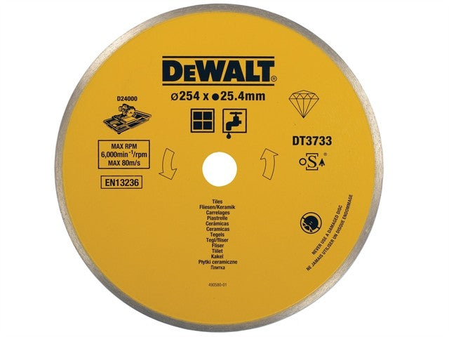 DeWalt DT3733-XJ - Disco de diamante para corte en húmedo de azulejos de cerámica, 250 x 25,4 mm