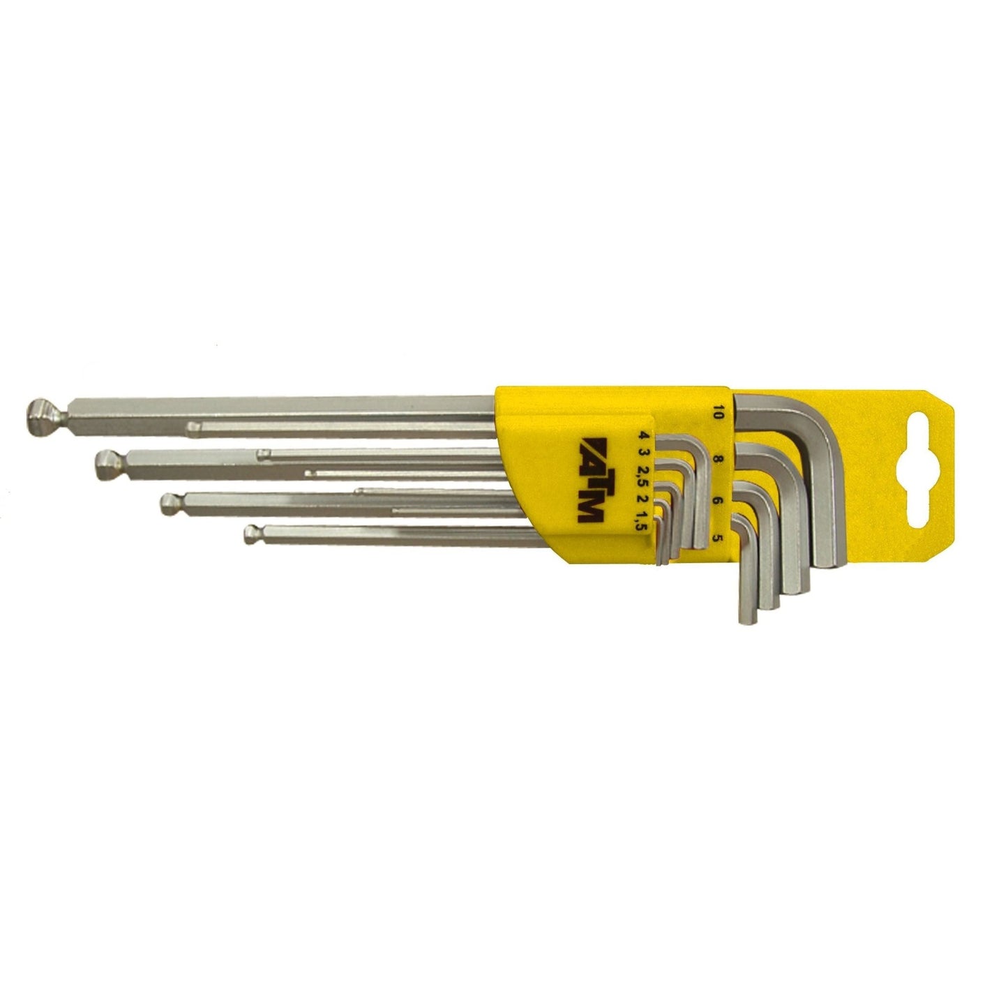 ATM Wrenches & Sockets A1801 - Set of 10 long ball-end Allen keys in inches (1/16"-1/2")