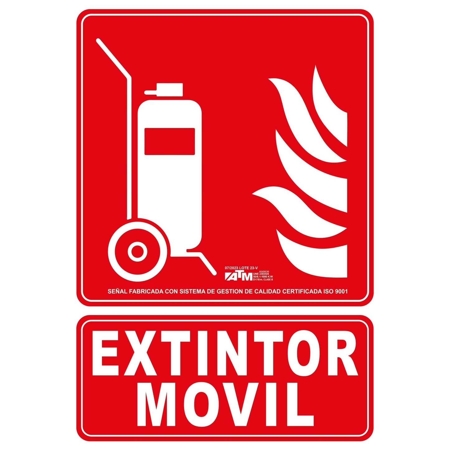 Signalisation ATM ASB030 - Panneau extincteur en PVC de classe B pour camion