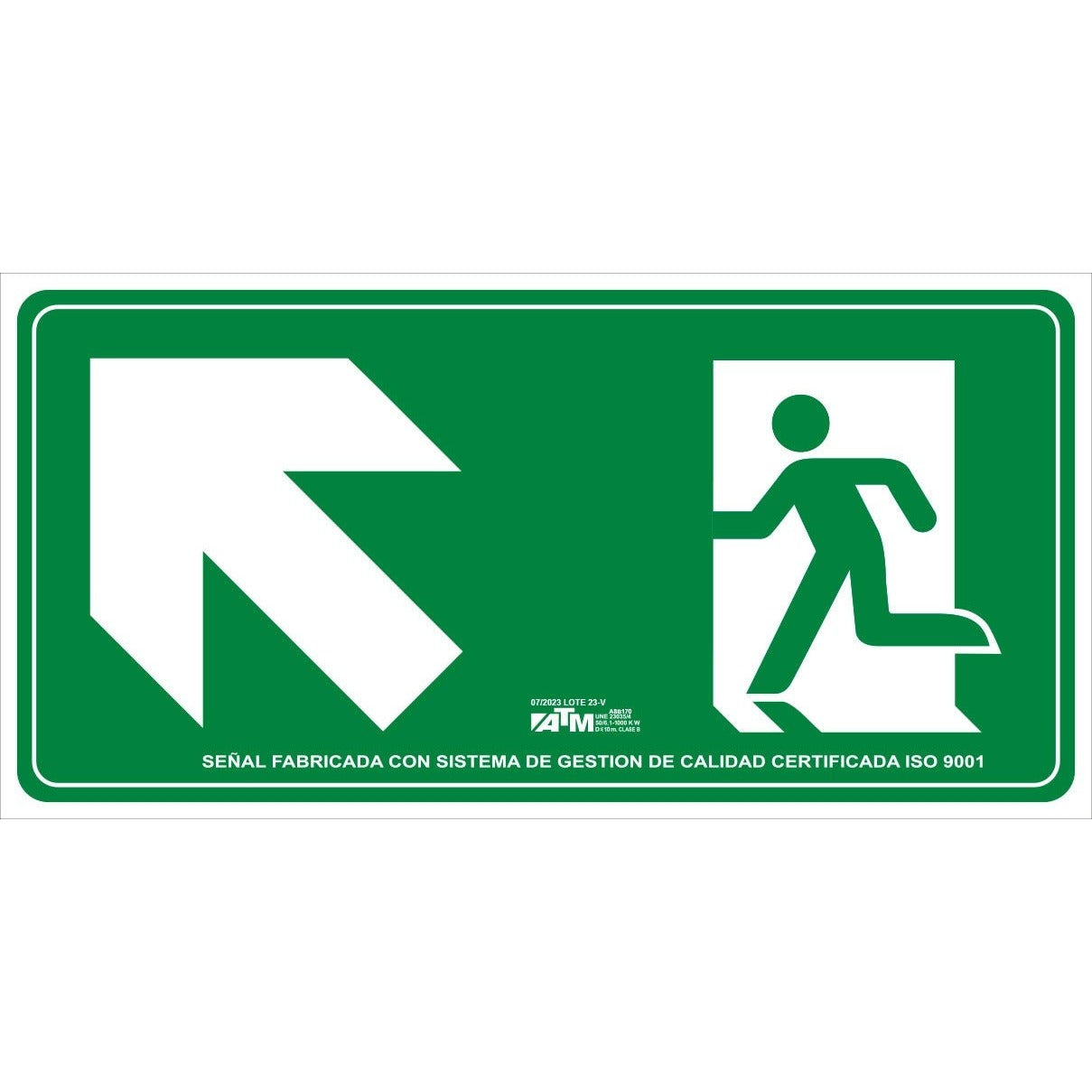 Signalisation ATM ASB170 - Panneau d'évacuation en haut à gauche PVC classe B