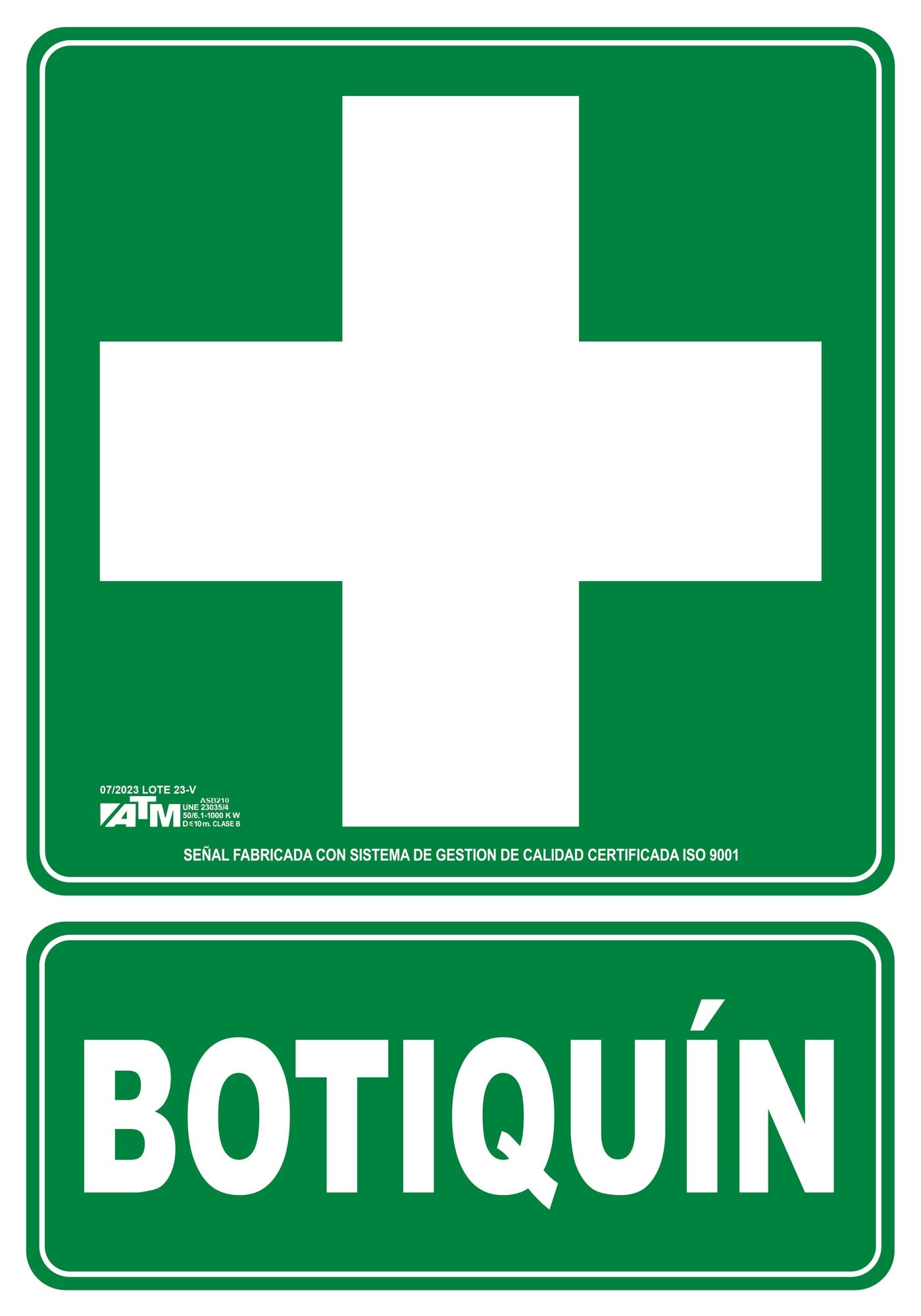 ATM Señalización ASB210 - Señal botiquín PVC clase B - Ferrotecnia