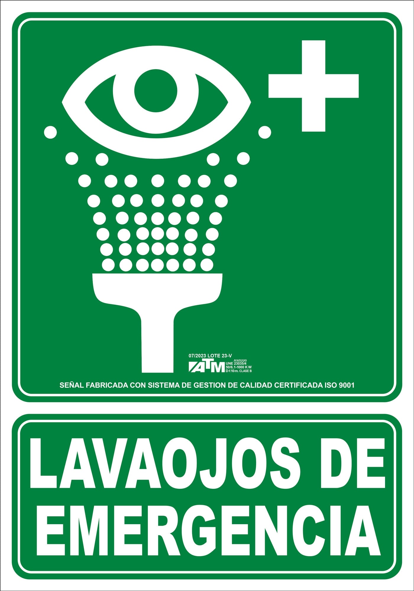 ATM Señalización ASB220 - Señal lavaojos de emergencia PVC clase B - Ferrotecnia