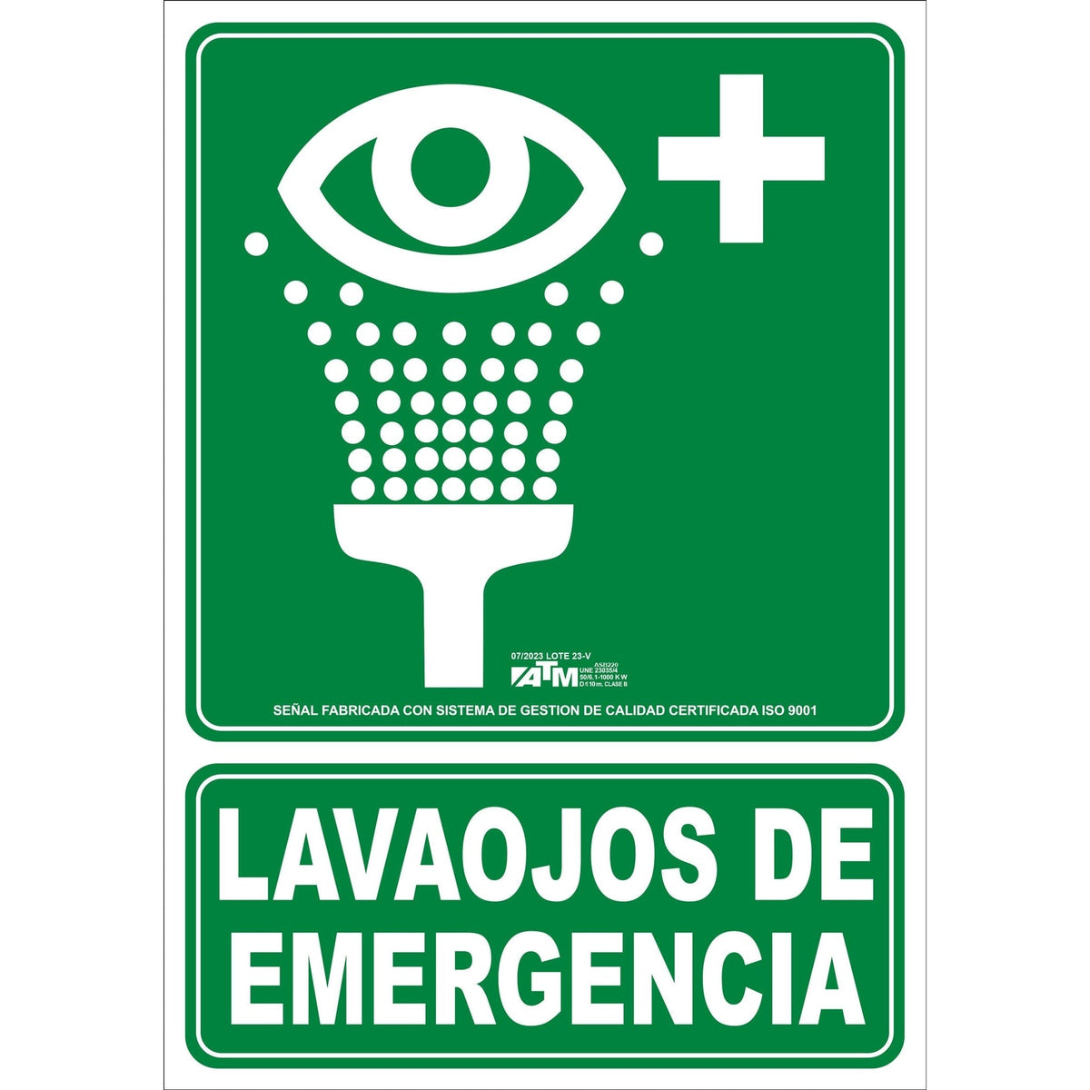 ATM Señalización ASB220 - Señal lavaojos de emergencia PVC clase B - Ferrotecnia