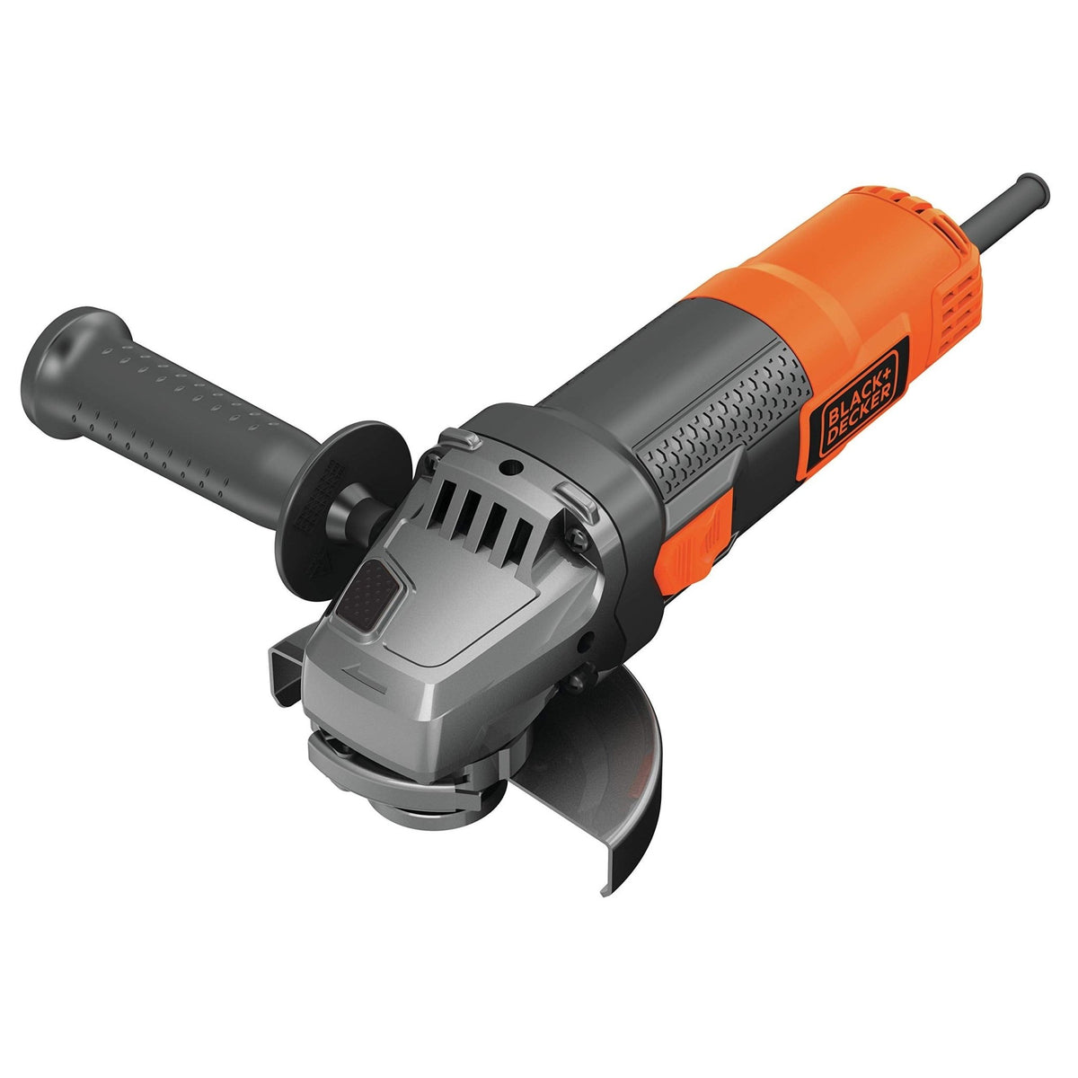 BLACK+DECKER Amoladora 115mm 900W, Velocidad 12.000 RPM, Empuñadura Lateral 3 Posiciones, Bloqueo de Eje, Ajuste de Guarda sin Llave, Protección contra Re-arranque, Aluminio, BEG210 - Ferrotecnia