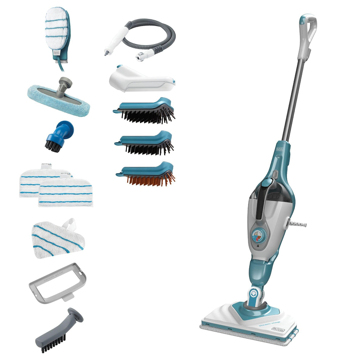 Black+Decker BHSM1610DSM-QS - Mopa a Vapor Multifunción con Cable, 1600W, Cuerpo desmontable, 14 accesorios, Depósito de agua: 500ml