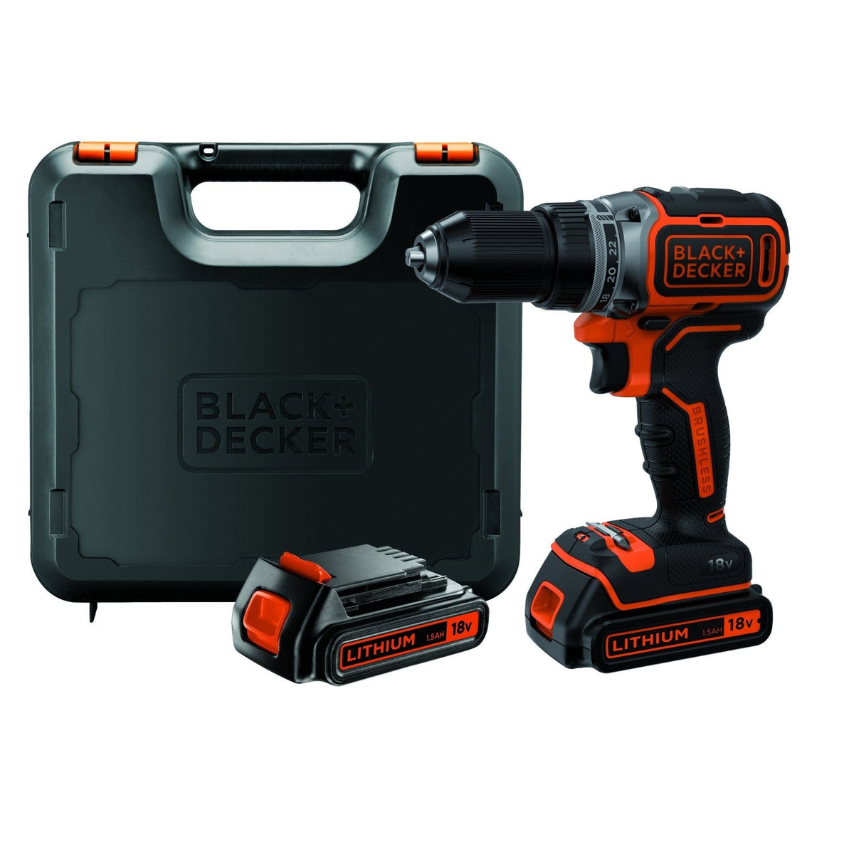BLACK+DECKER BL186KB Taladro Atornillador 18V Motor Brushless Incluye 2 Baterias de Litio 1.5Ah Cargador y Maletin - Ferrotecnia