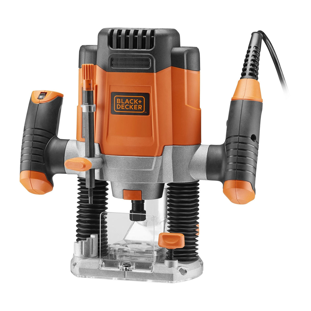 BLACK+DECKER Fresadora eléctrica 1200W, velocidad variable 8.000-28.000 rpm, profundidad de corte 55mm, bloqueo de eje, accesorios incluidos, KW1200E-QS