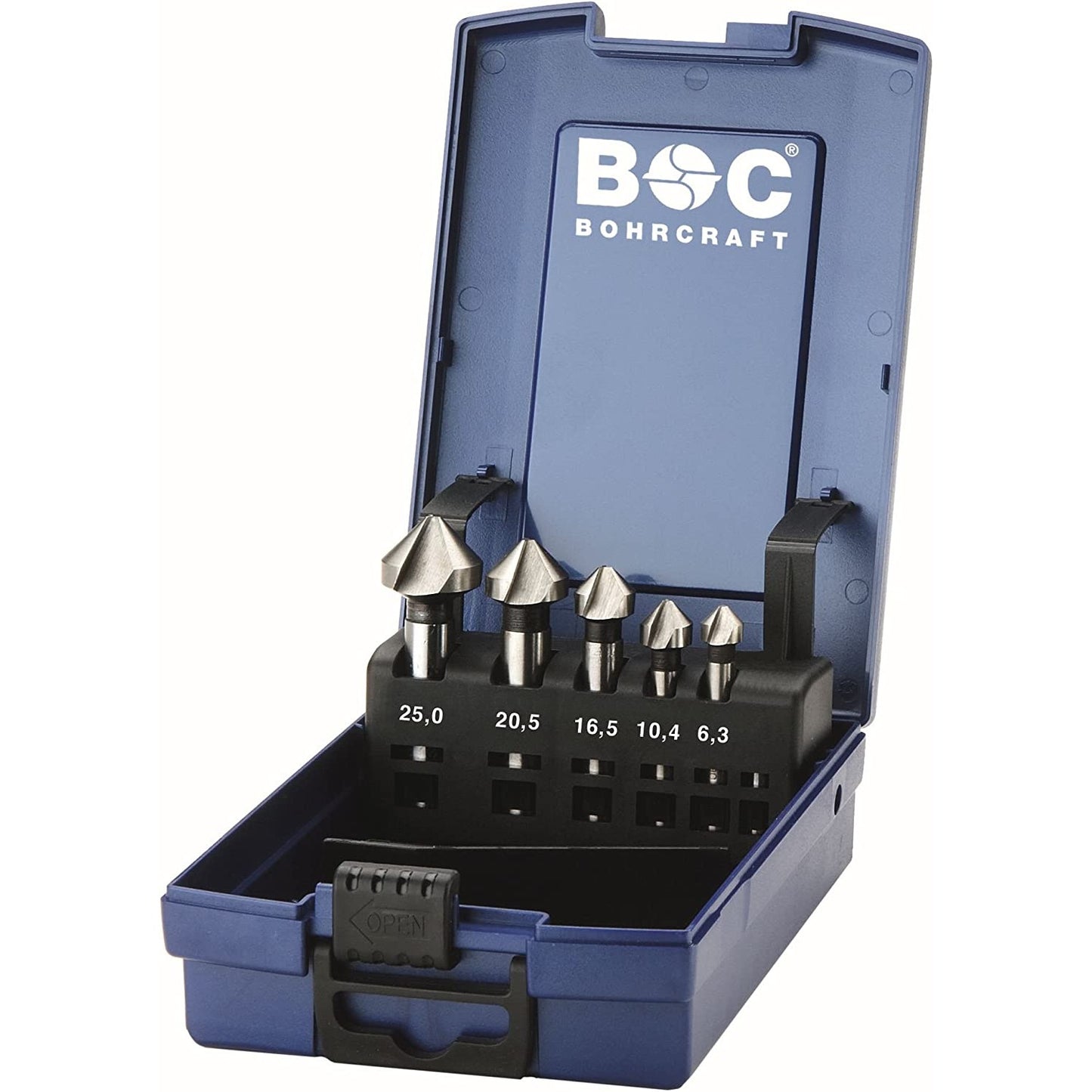 Bohrcraft 17101330005 - Bohrcraft Countersink set DIN 335 C HSS-E, ABS box KS5-K Co //6.3-25.0 / 5 pcs.