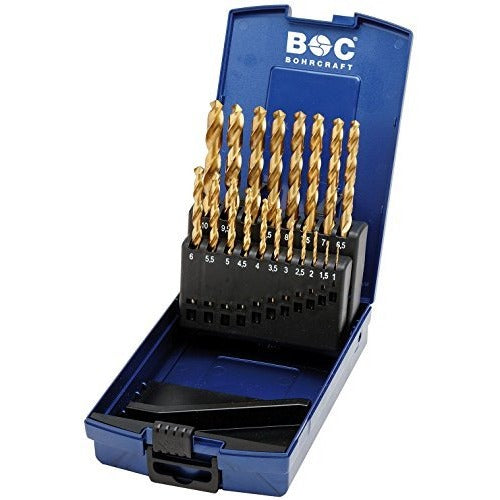 Bohrcraft 11301330019 - Bohrcraft Jg. DIN 338 N HSS-TiN drill bits, ABS box KT10 //1-10x0.5/19-pcs.
