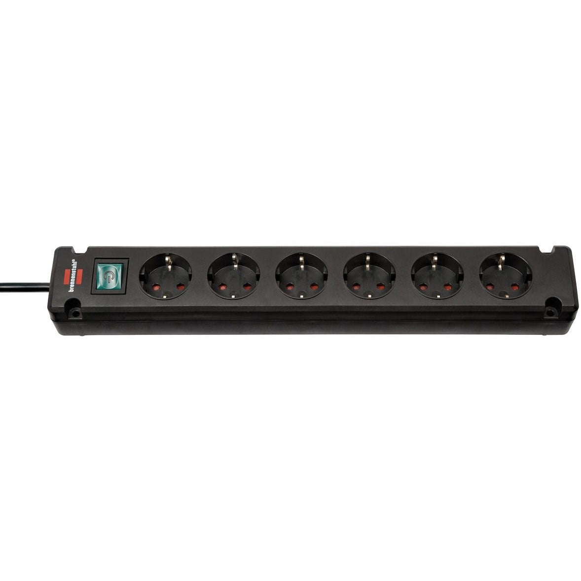 Brennenstuhl 1150650316 - Base múltiple Bremounta negra apta para montaje fijo (6 tomas)