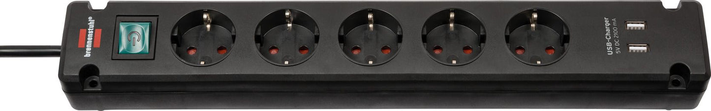 Brennenstuhl 1150660315 - Base múltiple Bremounta con puertos USB apta para montaje fijo (color negro) - Ferrotecnia