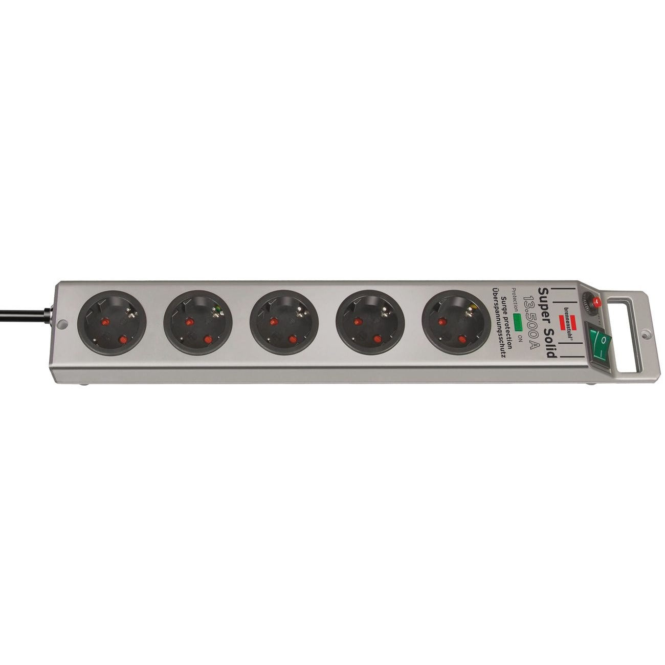 Brennenstuhl 1153340315 - Silver Super-Solid 5-Outlet Power Strip with Surge Protection (5 Outlets)