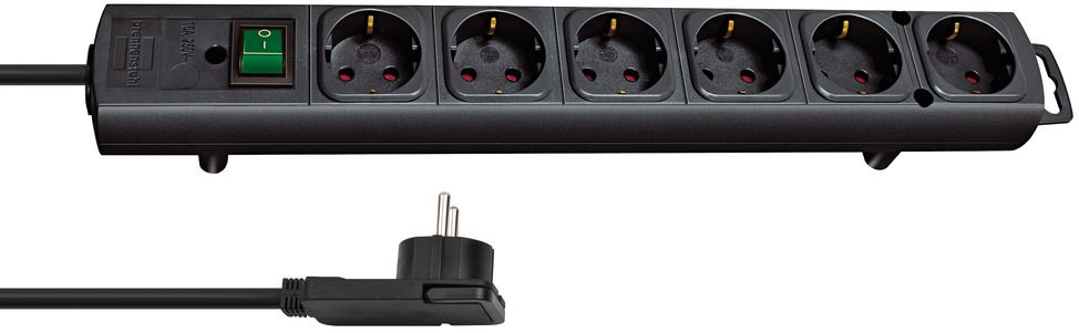 Brennenstuhl Base de tomas múltiples Comfort - Line Plus negra con clavija plana - Ferrotecnia