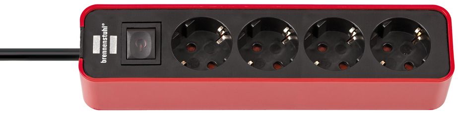 Brennenstuhl Base de tomas múltiples Ecolor roja/ negra con diseño compacto - Ferrotecnia