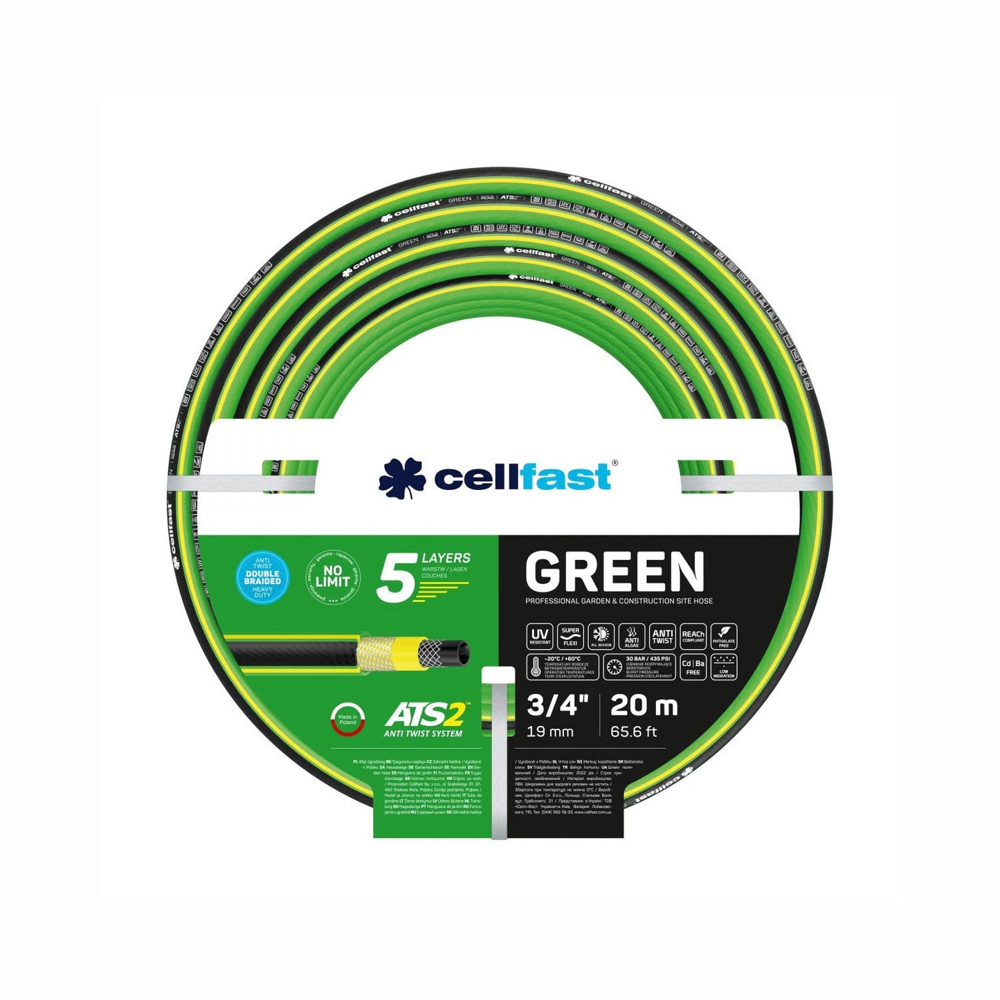 Cellfast 15-122 - Manguera de jardín Green ATS 3/4" 20m