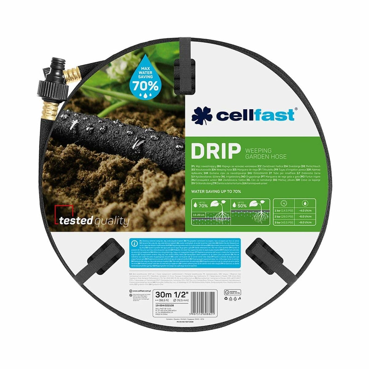 Cellfast 19-004C - Manguera de riego por goteo Drip 1/2" 30m