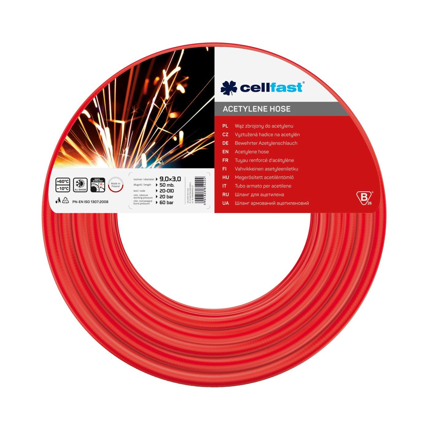 Cellfast 20-010 - Manguera para acetileno 9x3x50m