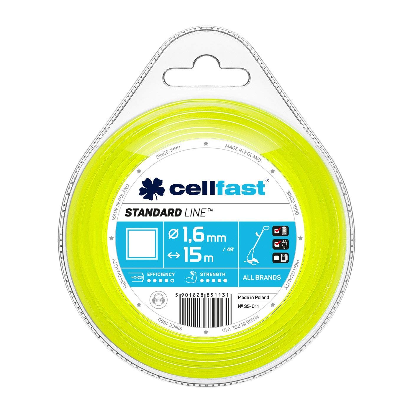 Cellfast 35-011 - Hilo de corte para desbrozadora Standard 1,6 mm, 15 m, cuadrado