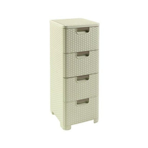 Curver 209 907 Torre de Almacenamiento Estilo Aspecto Rattan Polipropileno 4 x 14 L