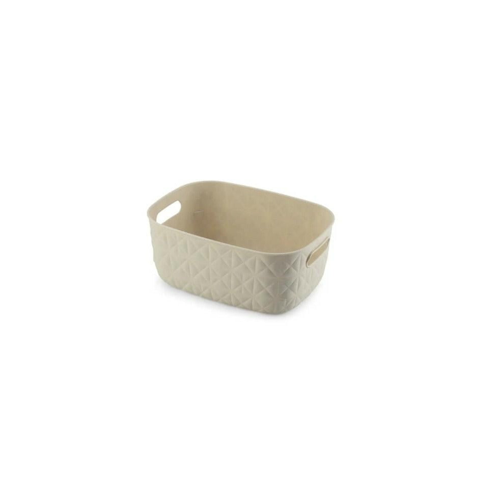 CURVER - Cesta de almacenamiento Softex 4L - Diseño elegante, ligero, apilable y práctico, 100% reciclado, 26 x 19 x 11 cm, color blanco roto