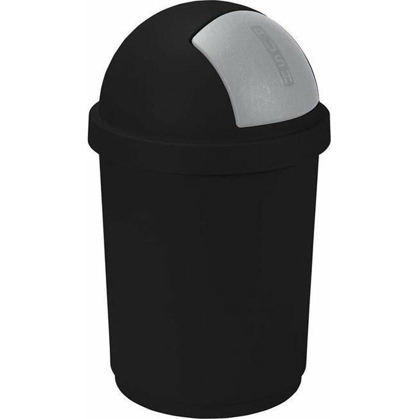 Curver Cubo de Basura con Tapa Enrollable (50 L, plástico, 35 x 25 x 10 cm), Color Negro y Plateado - Ferrotecnia