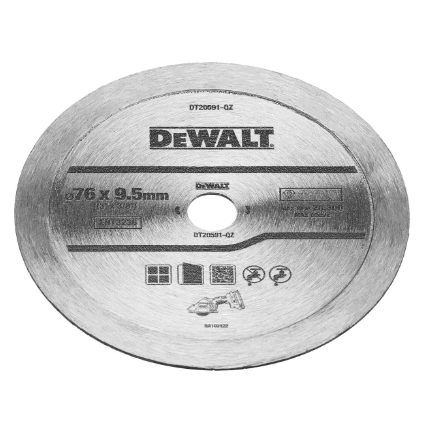DeWalt DT20591-QZ - Disco de diamante continuo para azulejos 76 x 9,6 mm, para DCS438 - Ferrotecnia