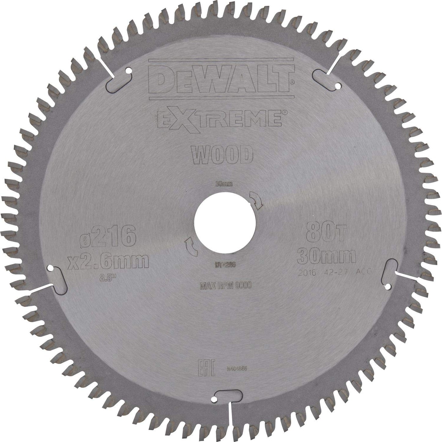 DeWalt DT4286-QZ - Hoja de sierra circular estacionaria 216 x 30 mm 80 dientes TCG -5°