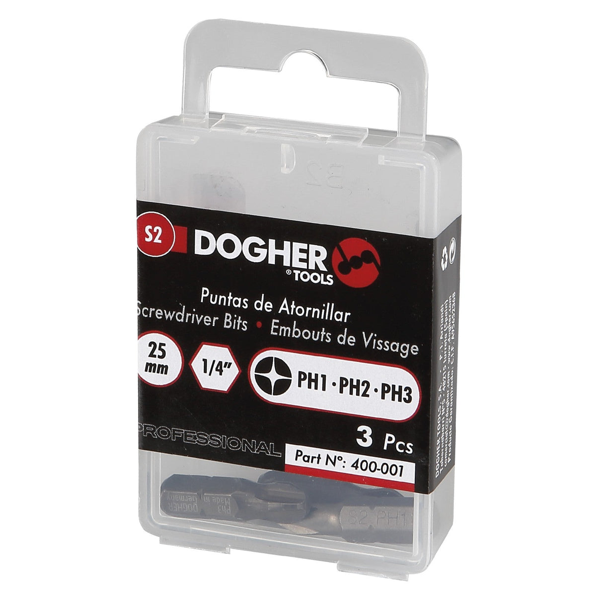 Dogher 400-001 - Blister 3 Puntas 25Mm Ph1+Ph2+Ph3