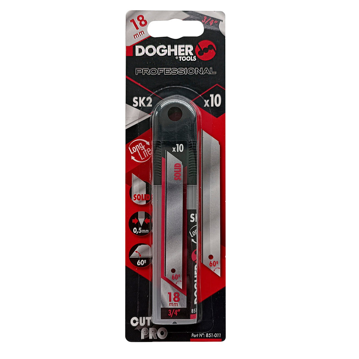 Dogher 851-111 - Tubo 10 Cuchillas Solidas SK2 100x18M