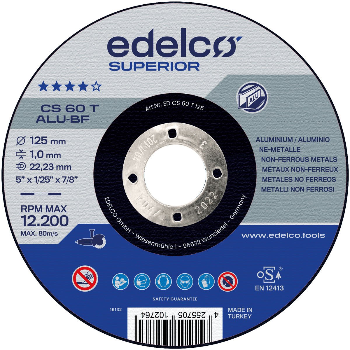 Edelco Disco de corte metal para máquina portátil CS 60 T ALU Superior (Lote de 25 uds) - Ferrotecnia