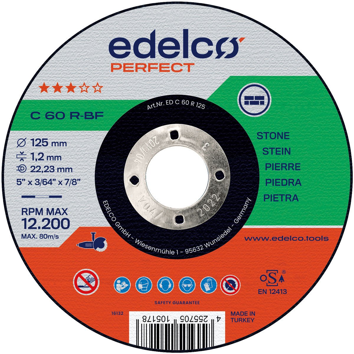 Edelco Disco de corte piedra para máquina portátil C 60 R / C 46 R Perfect (Lote de 25 uds) - Ferrotecnia