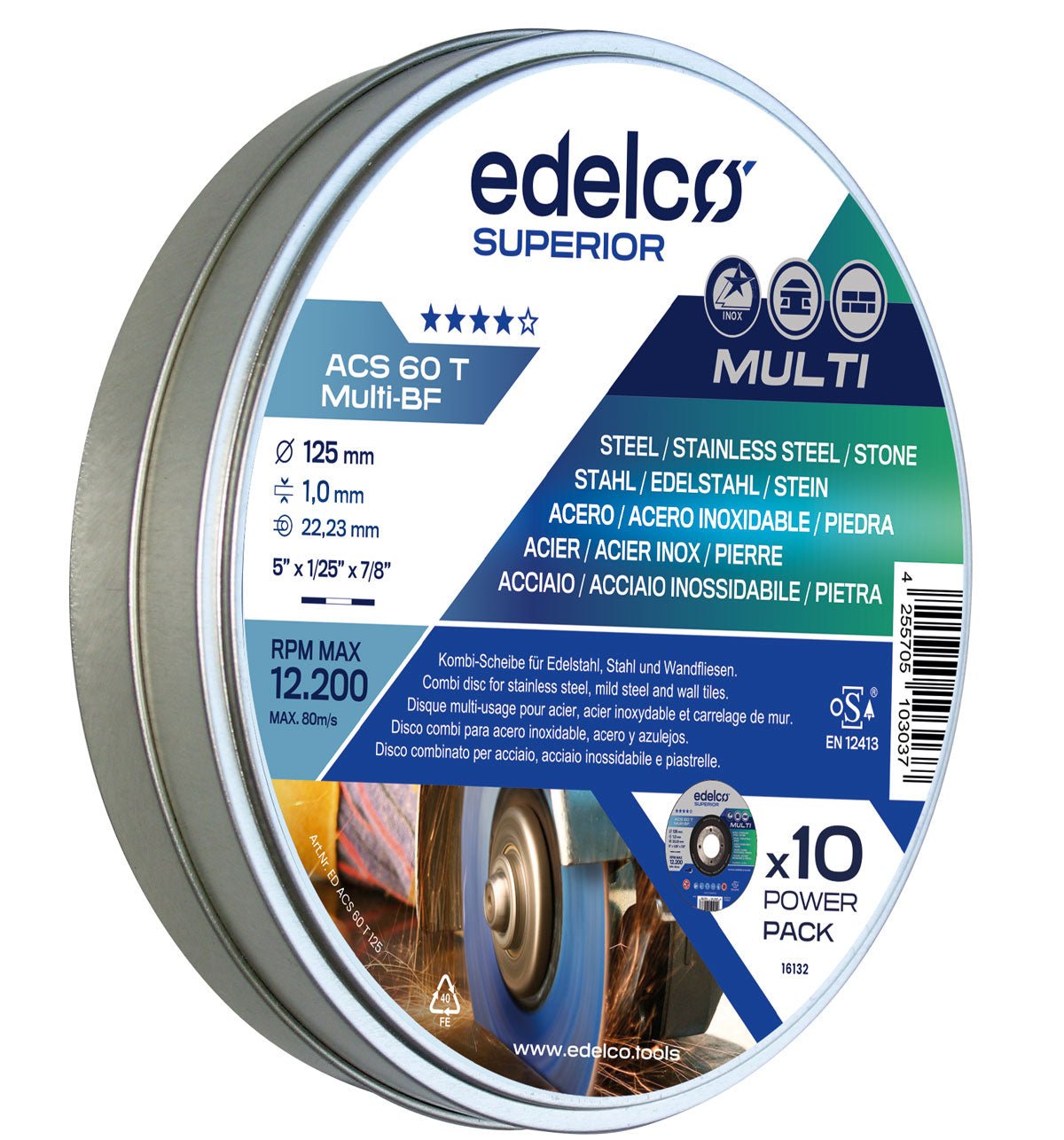 Edelco Lata Power - Pack con 10 discos de corte metal ACS 60 T MULTI Superior - Ferrotecnia