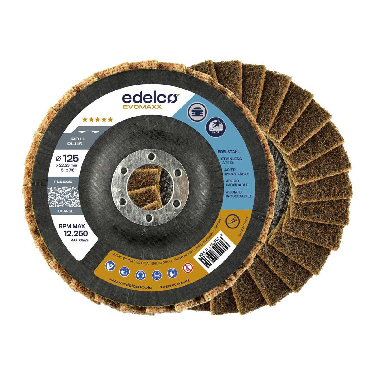 Edelco Poli Plus 1 EvoMaxx coarse grain non-woven abrasive flap disc
