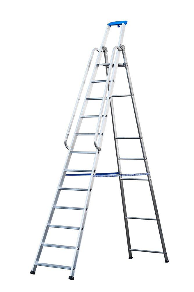 Escalera de tijera Gierre con peldaño ancho y barandilla Stabila Pro - Ferrotecnia