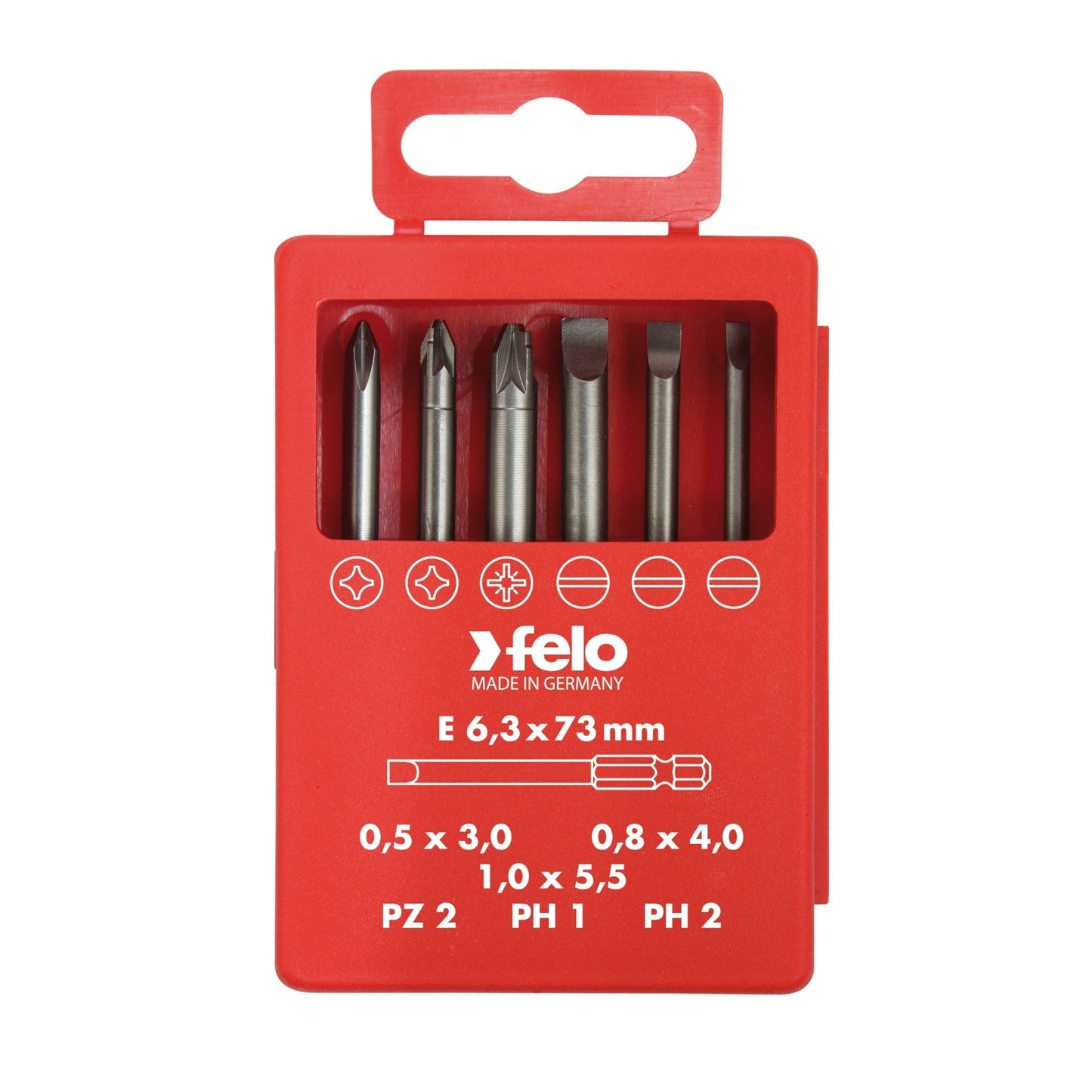 Felo 03092716 - Juego de puntas PROFI E6,3X73mm. 6-pcs. SL/PZ/PH