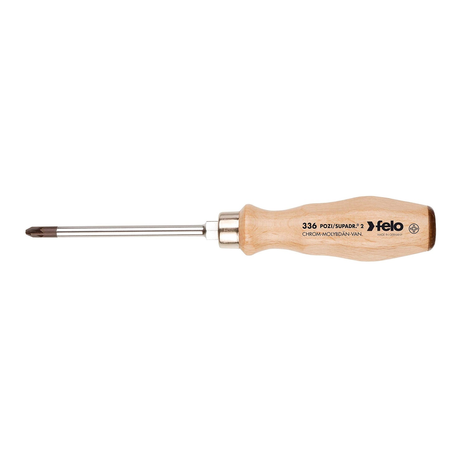 Felo 33610290 - Screwdriver with wooden handle Felo Series 336 PZ1x80 mm.