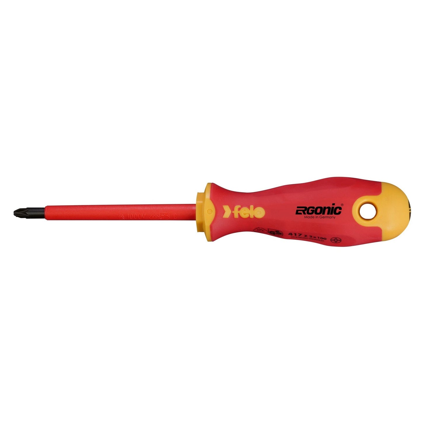 Felo 41720390 - Felo Ergonic VDE insulated screwdriver (+/-) Z2x100 mm.