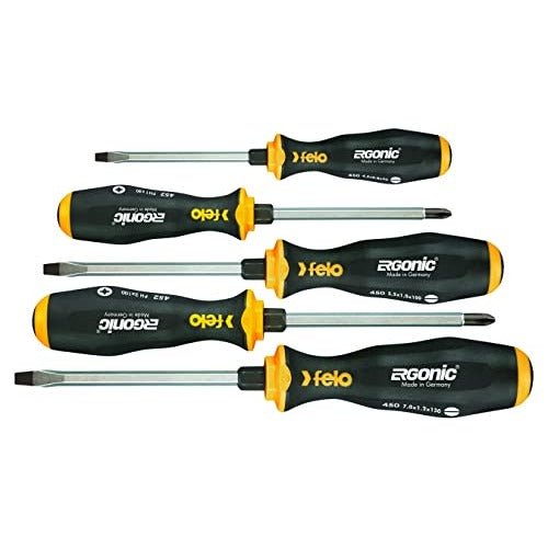 Felo 45095248 - Juego de destornilladores de varilla pasante Felo Ergonic (Planos y PH / 5 uds.) - Ferrotecnia