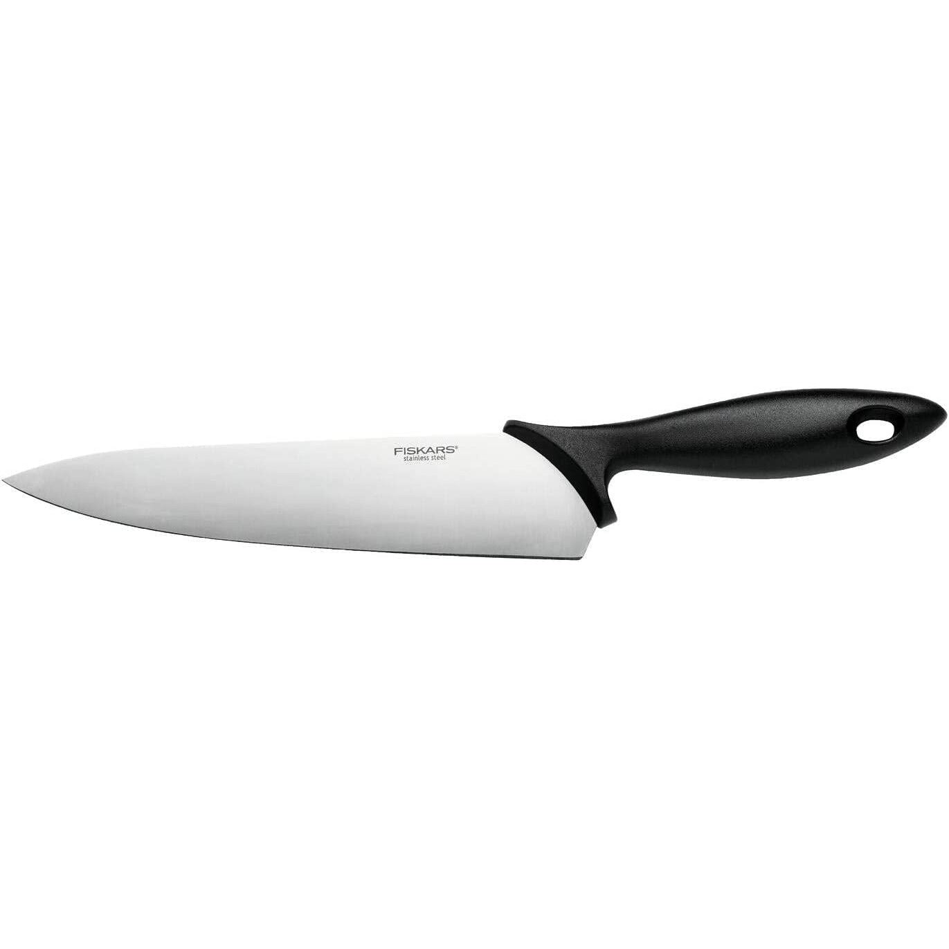 Fiskars Cuchillo de cocinero, Essential, longitud de la hoja: 21 cm, acero inoxidable/plástico PP, negro, 1065565