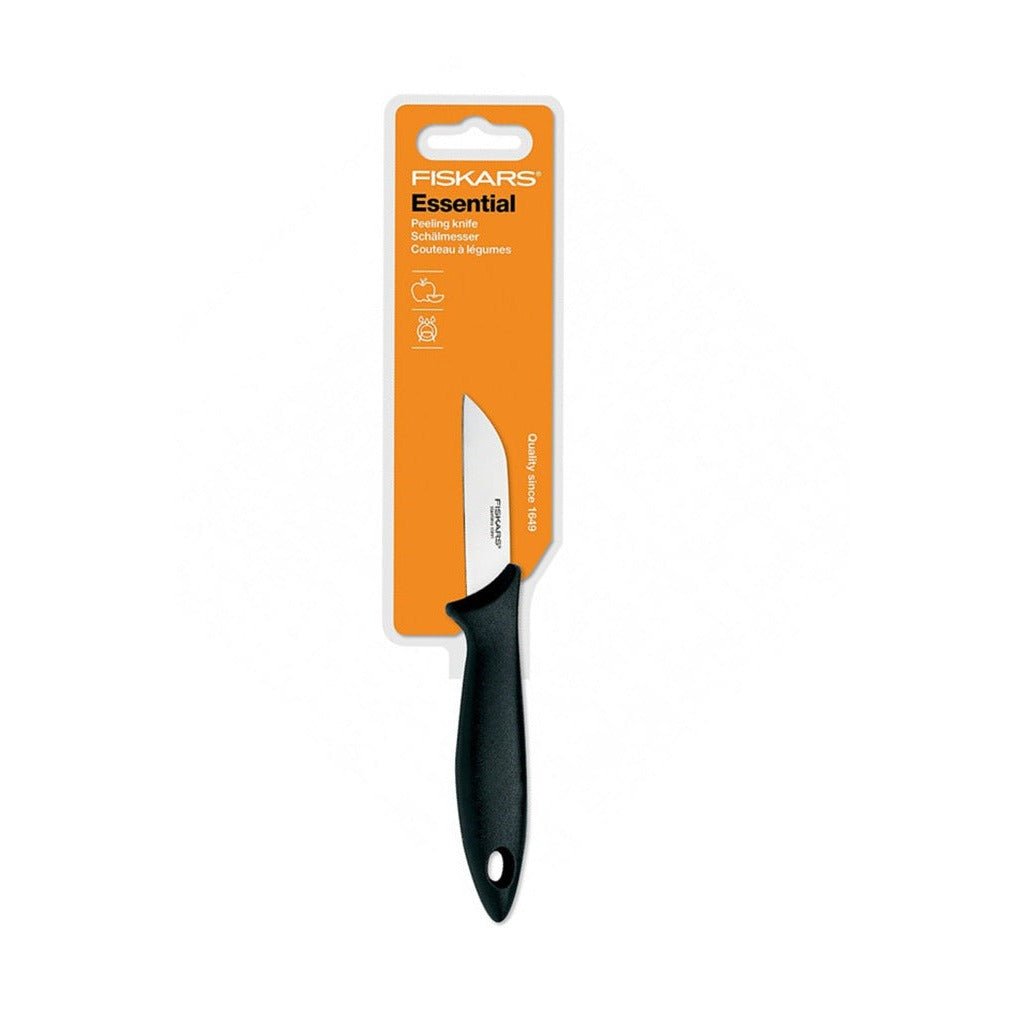 Fiskars Cuchillo pelador, Color Negro/Plata, Longitud total 18,4 cm, 1023780 - Ferrotecnia