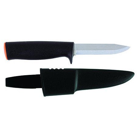 Fiskars Cuchillo universal para jardín y exteriores, Funda de plástico incluida, Longitud: 22,5 cm, Negro/Naranja, K40, 1001622 - Ferrotecnia