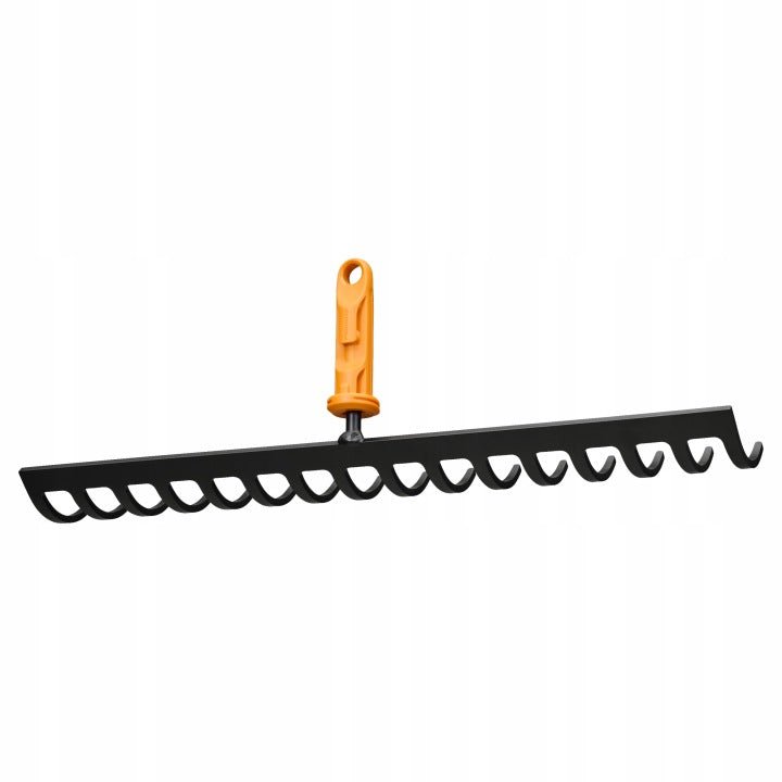Fiskars OneClick Rastrillo de 16 Púas, Accesorio para la Preparación de Parterres de Siembra, Cambio Sin Esfuerzo en 1 Clic, Acero al Carbono Templado, Negro y Naranja, 1080678