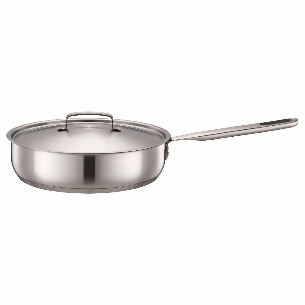 Fiskars Sartén para saltear con tapa, Ø 26 cm / 3,2 L, Con revestimiento, Apta para todas las placas de cocción, Acero inoxidable reciclado, All Steel, Plateado, 1064746
