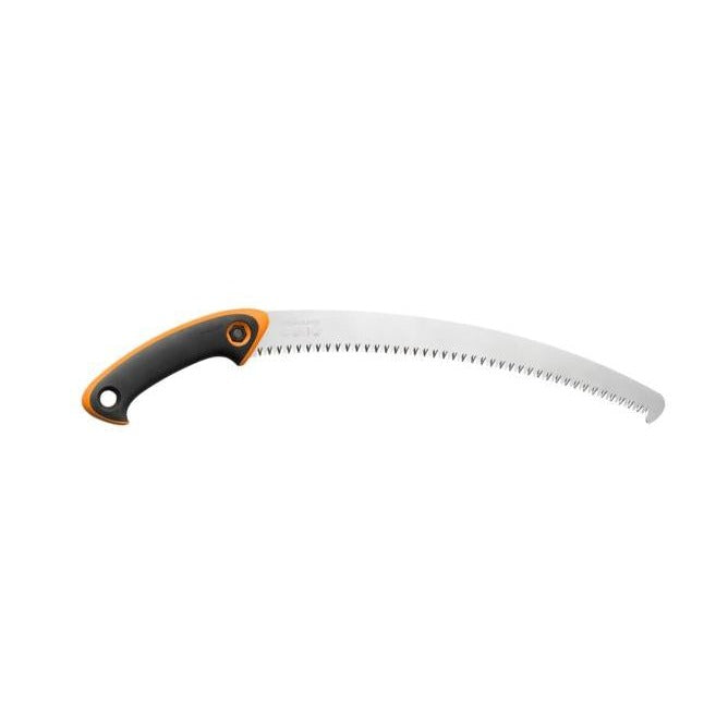 Fiskars Sierra de poda profesional SW-330, Estuche de almacenamiento y transporte incluido, Dientes gruesos, Hoja de sierra curvada de acero de calidad, Negro/Naranja, 1020199