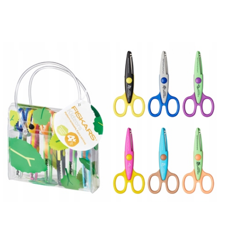 Fiskars Tijeras Decorativas para niños, 6 unidades, Incluye estuche.